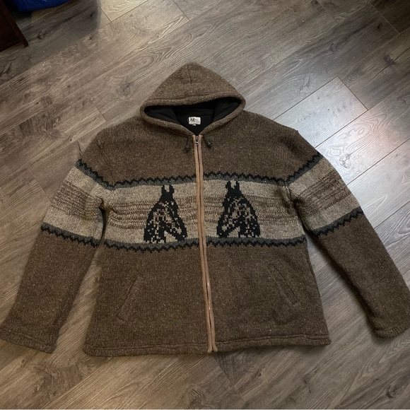 Rocky Mountain Outfitters Wool zip up sweater hooded micro fleece lining… - Picture 2 of 14